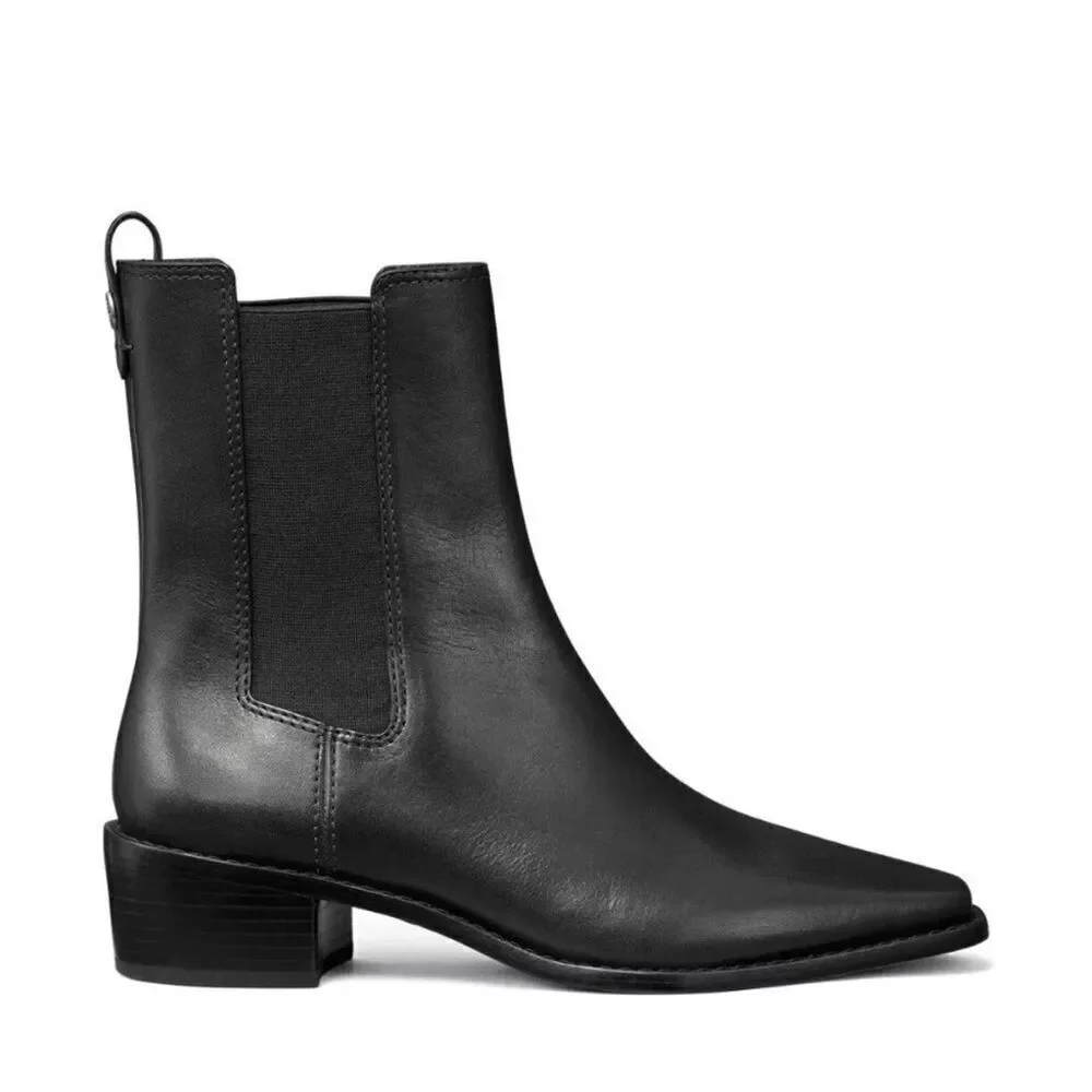 Tory Burch Chelsea Classic Ankle Boots/Dust Bag Black Nappa Leather 8.5 NWT